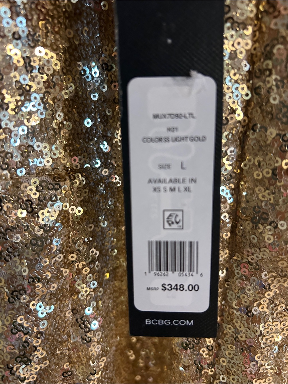 BCBG Gold Sequin One-Shoulder Cocktail Dress - Picture 5 of 6
